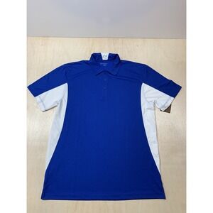 Harriton mens Polo‎ Shirt Size Large Blue & White